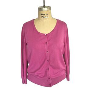 Halogen Ladies Magenta Cotton Summer Weight Sweater
